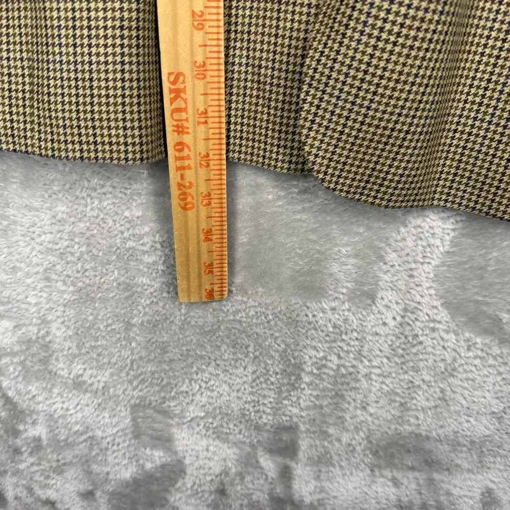 Chaps Silk Blazer Mens 42 L Regular Brown Tan Houndstooth 2 Button Single Vented
